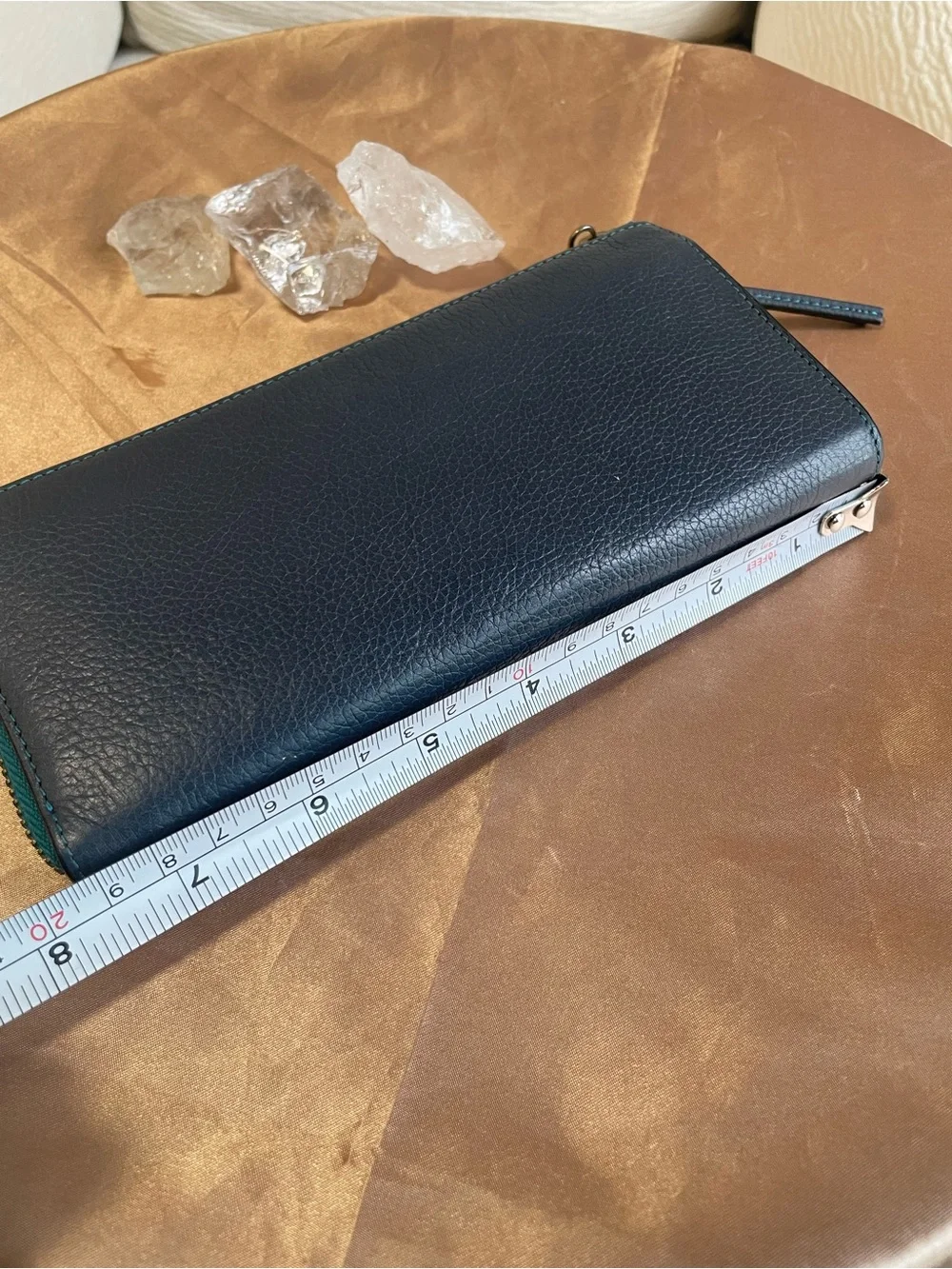 Chloé Tri-Color Leather Continental Wallet — Teal, Navy & Burgundy